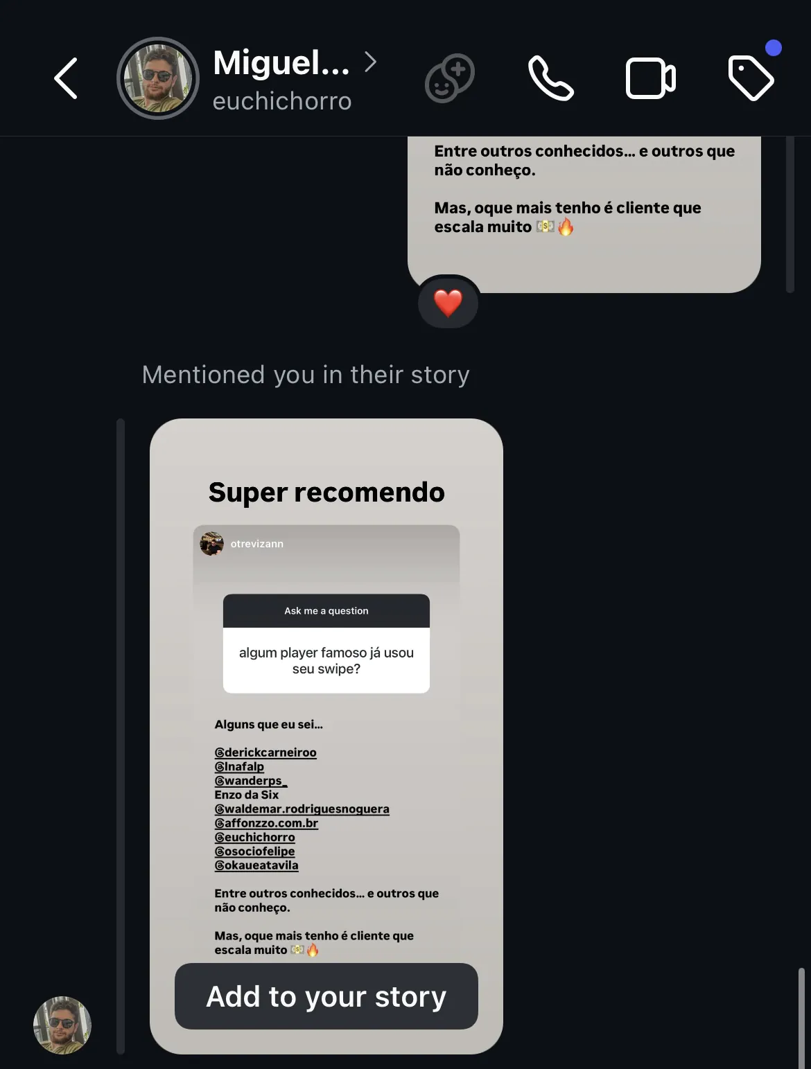 Depoimento de assinante no Instagram