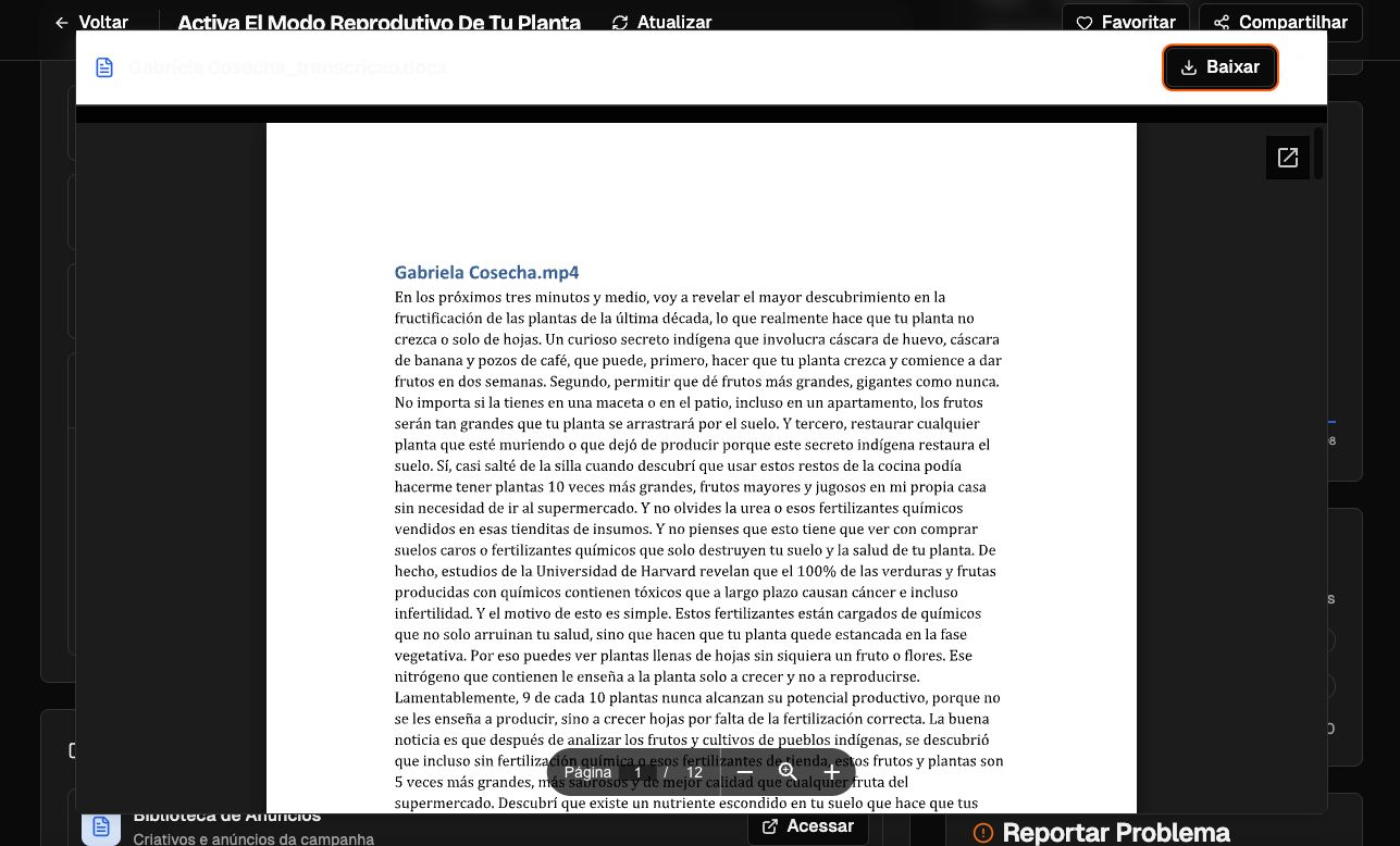 VSL transcrita palavra por palavra dentro do Swipe Offers